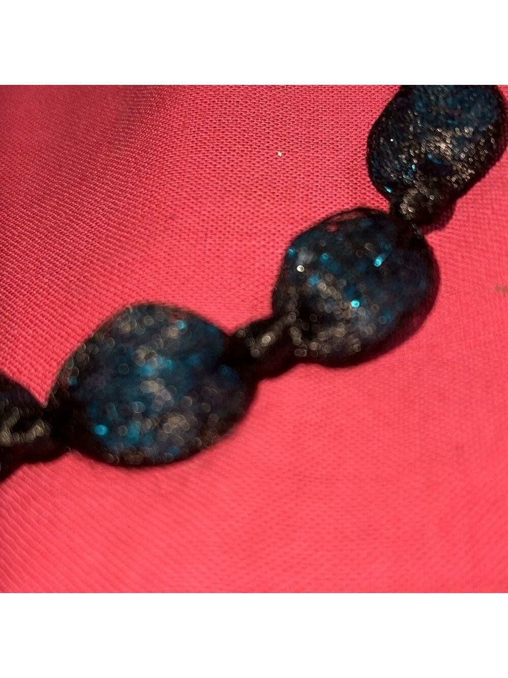 LORI FRANTZ KOENIG necklace. Turquoise stones in black knit fabric. Stunning - Picture 2 of 7